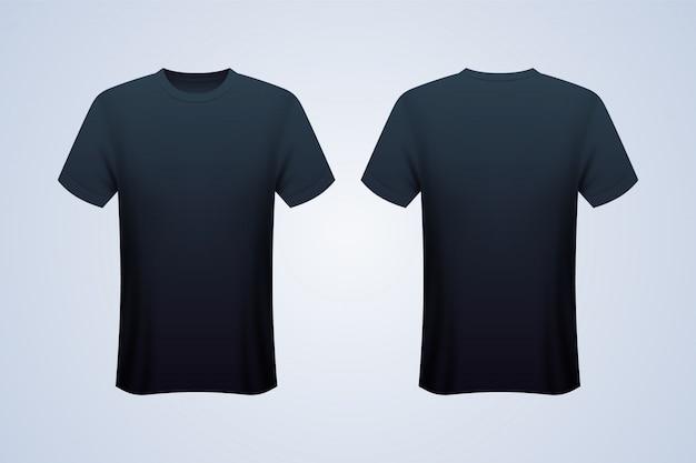 Vorder- und Rückseite Schwarzes T-Shirt Mockup