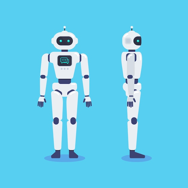 Vorder- und Seite der Android-Roboter-Cyborg-Technologie
