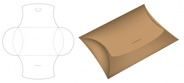 Vorgefertigtes schablonenmodell 3d des kissenpackungskastens