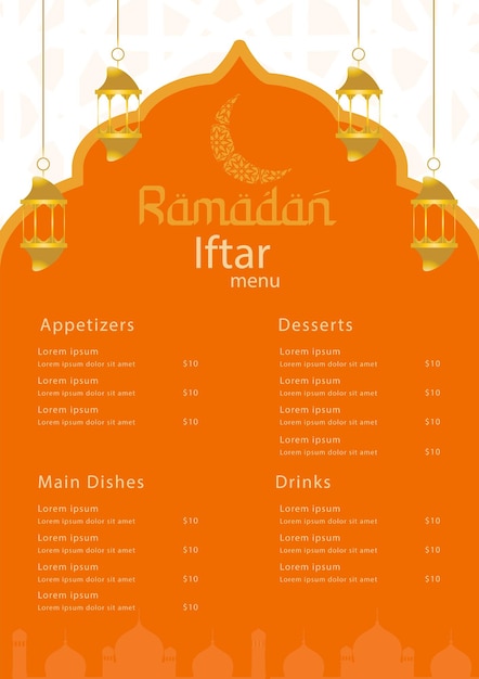Vorlage der Ramadan-Iftar-Menü
