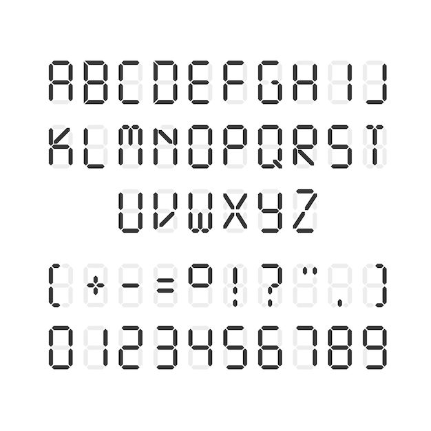 Vorlage der schwarzen digitalen schrift illustration von buchstaben