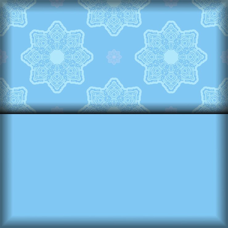 Vektor vorlage flyer blaue farbe mit mandala-weiß-ornament für den druck vorbereitet.