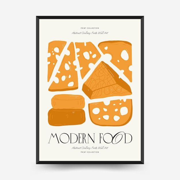 Vorlage für abstrakte lebensmittelplakate moderner, trendiger matisse-minimalstil küchen- und restaurantdekor