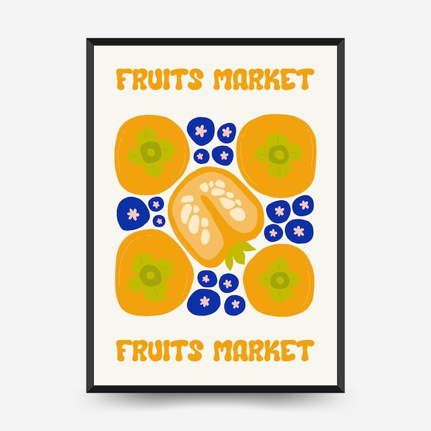 Vorlage für abstrakte obstplakate moderner trendiger matisse-minimalstil exotische gesunde ernährung