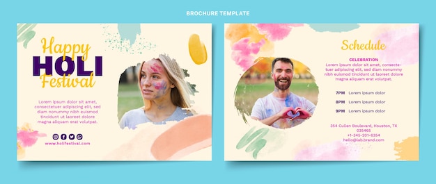 Vorlage für Aquarell-Holi-Broschüren