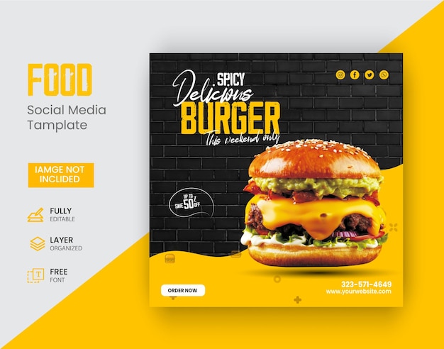 Vorlage für Burger-Posts in sozialen Medien
