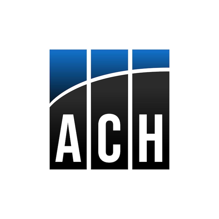 Vektor vorlage für das ach-logo mit den drei buchstaben