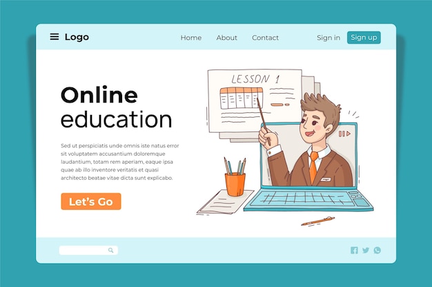 Vorlage für das design der zielseite für online-bildung