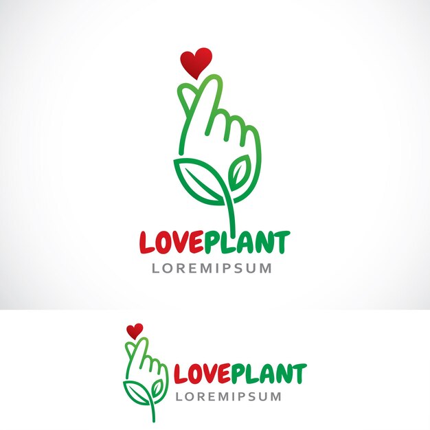 Vektor vorlage für das design des love plant-logos