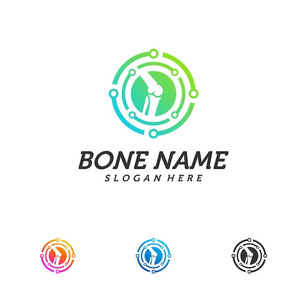 Vorlage für das Design des Tech Bone-Logos. Konzept Vektor der Gesundheit des menschlichen Körpers. Emblem-Symbol Symbol.