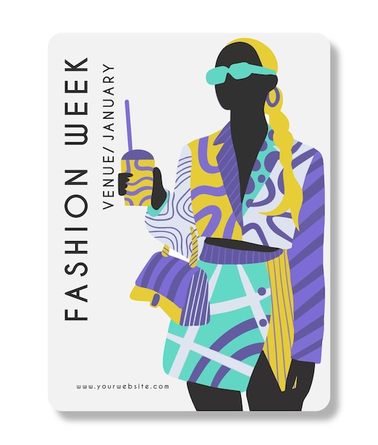 Vektor vorlage für das design von lady fashion-plakaten. vektorillustration im minimalistischen stil.