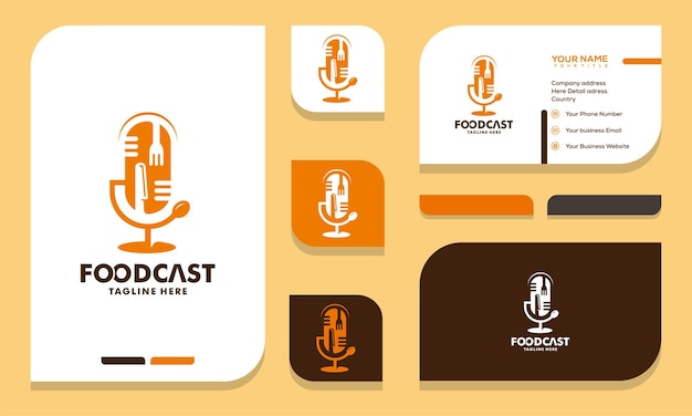 Vorlage für das design von podcast-food-logos und visitenkarten