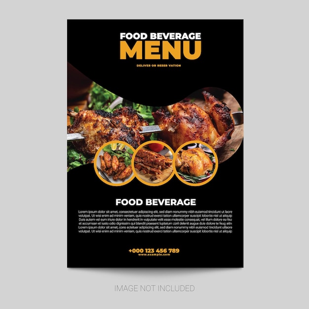 Vorlage für das Design von Restaurantflyern mit Premium-Vektor
