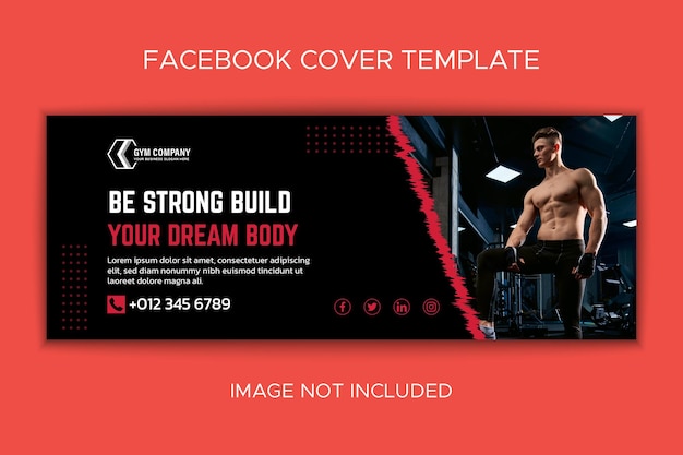 Vorlage für das Facebook-Cover im Fitnessstudio in Rot und Schwarz