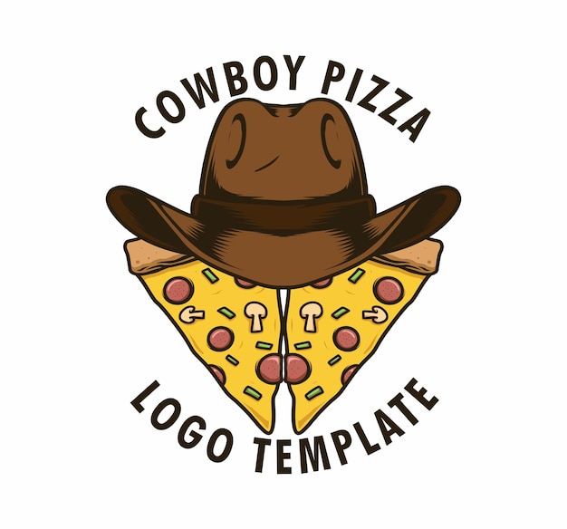 Vektor vorlage für das logo der cowboy-pizza-laden