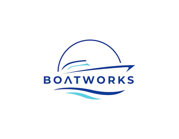 Vorlage für das Logo eines einfachen Blue Boat Nautical-Unternehmens
