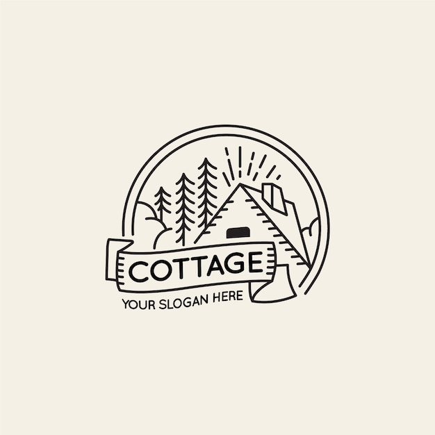 Vorlage für das Logo eines flachen Design-Cottages