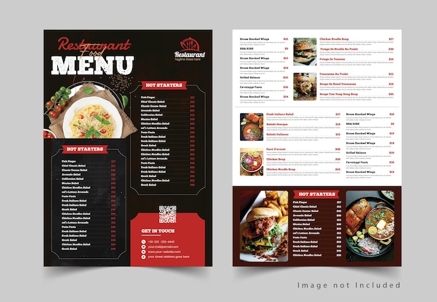 Vorlage für das Menü des Restaurants und des Cafés