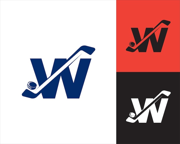 Vektor vorlage für das w-buchstaben-design des hockey-logos