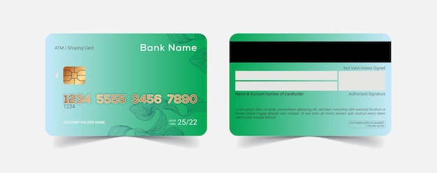 Vektor vorlage für debit- und kreditkarten am geldautomaten