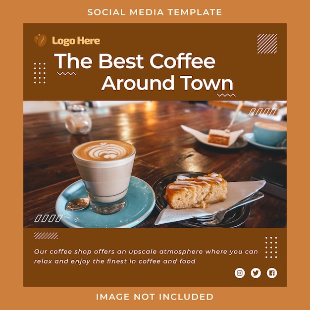 Vorlage für den besten kaffee-instagram-beitrag des cafés