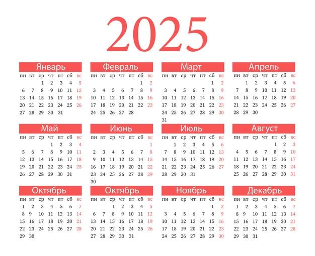Vorlage für den Vektorkalender für 2025 auf Russisch Premium Vektor