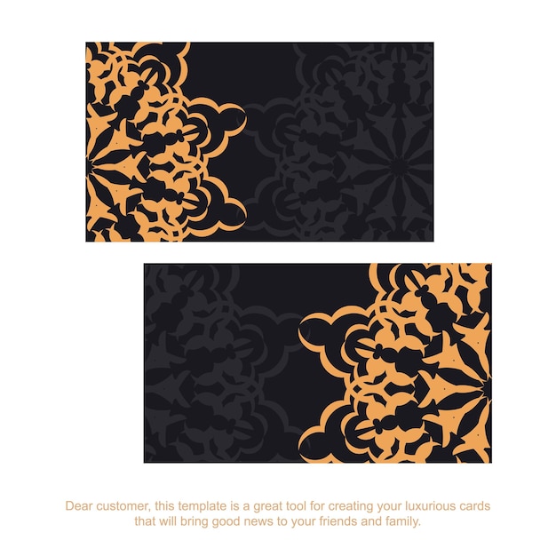 Vorlage für die druckgestaltung von visitenkarten in schwarzer farbe mit luxuriösen mustern. vorbereiten einer visitenkarte mit platz für ihren text und vintage-ornamente.