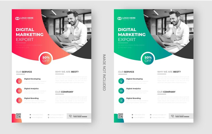Vorlage für die Gestaltung von digitalen Marketing-Flyern für Unternehmensgeschäfte