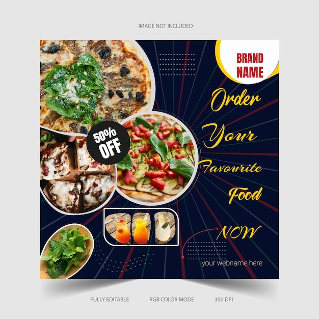 Vorlage für die Gestaltung von Food-Posts in sozialen Medien