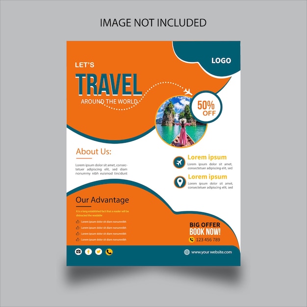 Vorlage für die Gestaltung von Vektor-Reisen-Flyer