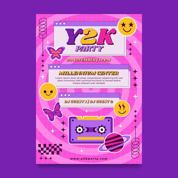 Vorlage für ein flaches y2k-poster