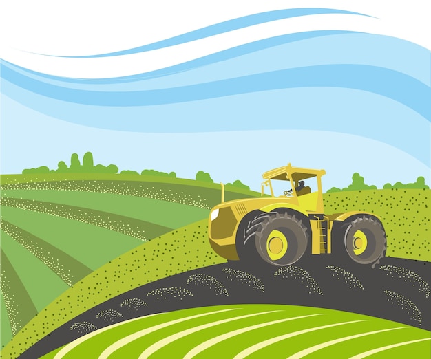 Vorlage für ein landwirtschaftliches Banner für Traktoren auf dem Feld