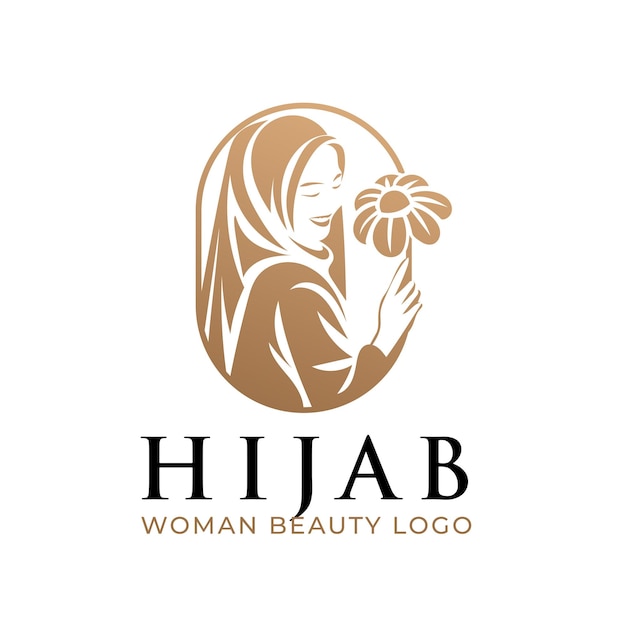 Vektor vorlage für ein logo für eine schöne hijab-frau