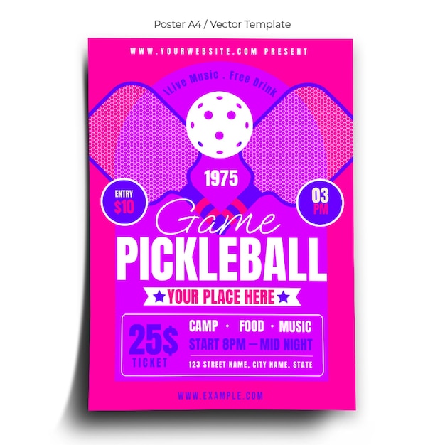 Vektor vorlage für ein pickleball-sport-spielposter