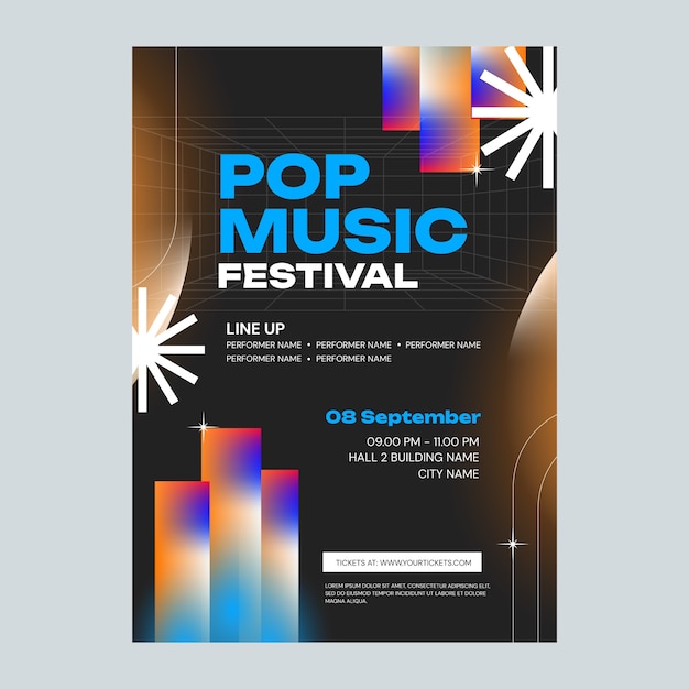 Vorlage für ein Poster für ein Musikfestival mit Gradienten