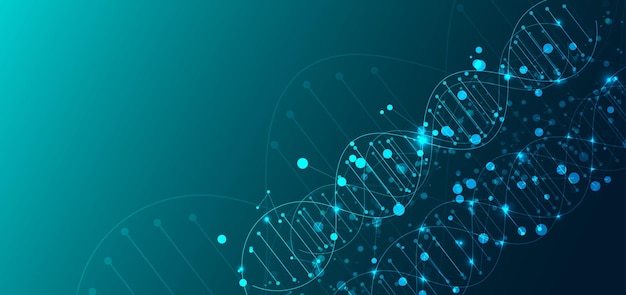 Vorlage für ein wissenschaftliches und technologisches Konzept oder ein Banner mit DNA-Molekülen