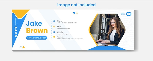 Vektor vorlage für eine e-mail-signatur oder e-mail-footer und persönliche social-media-cover-design