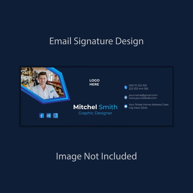 Vektor vorlage für eine e-mail-signatur oder e-mail-footer und persönliche social-media-cover-design