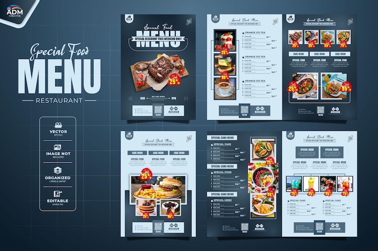 Vektor vorlage für eine vertikale speisekarte in einem restaurant
