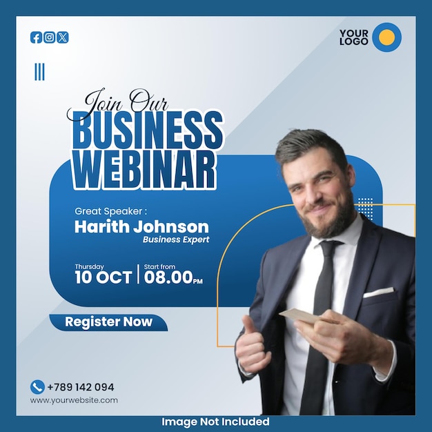 Vorlage für einen Business-Webinar-Post in sozialen Medien