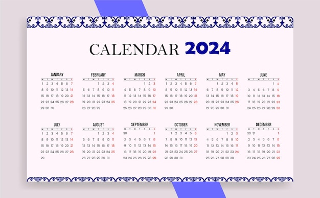 Vektor vorlage für einen tischkalender 2024