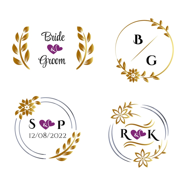 Vektor vorlage für florale logos für hochzeiten