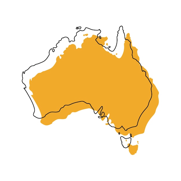 Vorlage für gelbe kartenumrisse von australien