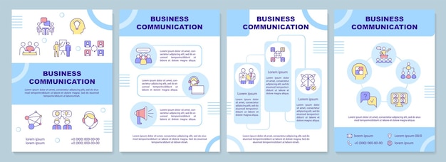 Vorlage für Geschäftskommunikationsbroschüren. Kompetenzentwicklung. Broschürendruckdesign mit linearen Symbolen. Vektorlayouts für Präsentationen, Jahresberichte, Anzeigen. Arial-Black, Myriad Pro-Regular-Schriftarten verwendet