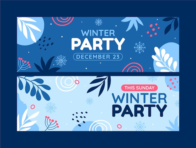 Vektor vorlage für horizontale banner der winterparty