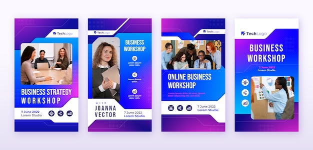 Vorlage für instagram-geschichten für geschäftsworkshops mit farbverlauf