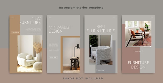 Vektor vorlage für instagram-geschichten im möbeldesign