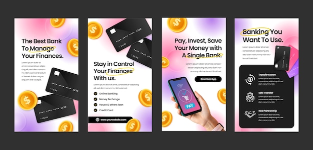Vorlage für instagram-geschichten mit verlaufsbank
