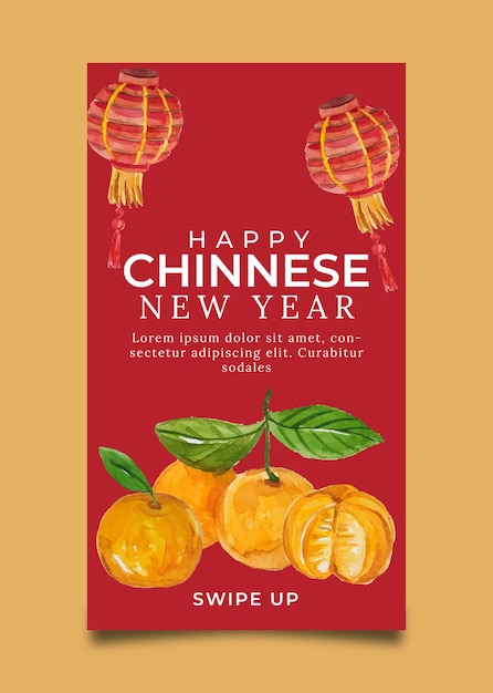 Vorlage für instagram-geschichten zum chinesischen neujahr