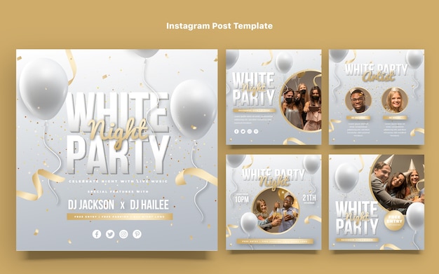 Vorlage für Instagram-Posts mit Farbverlauf für weiße Partys
